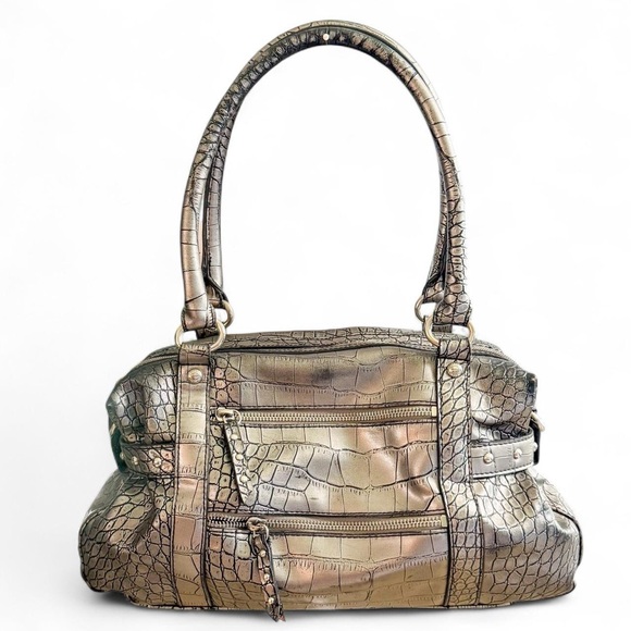 Nine & Co. Handbags - Silver Crocodile-Embossed Handbag Nine & Co